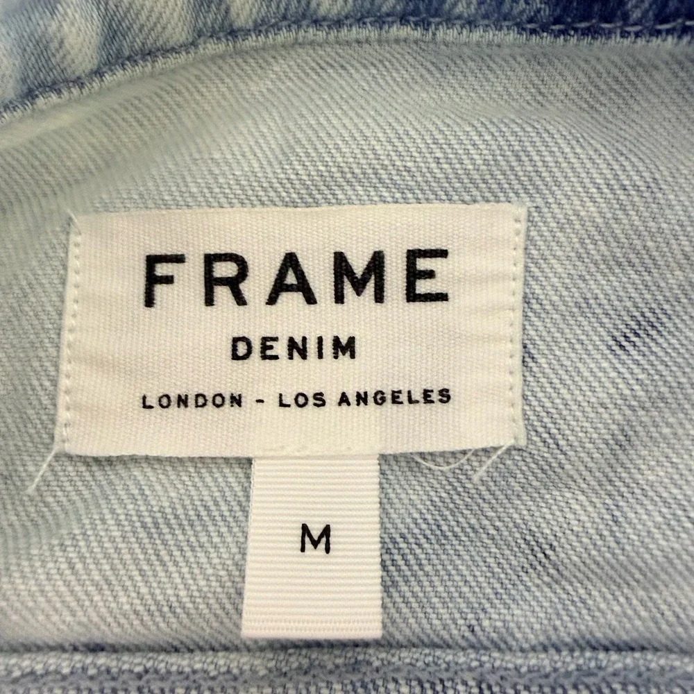 FRAME Denim‎ Women's Light Wash Distressed Jean Jacket Medium Frayed Hem Chic